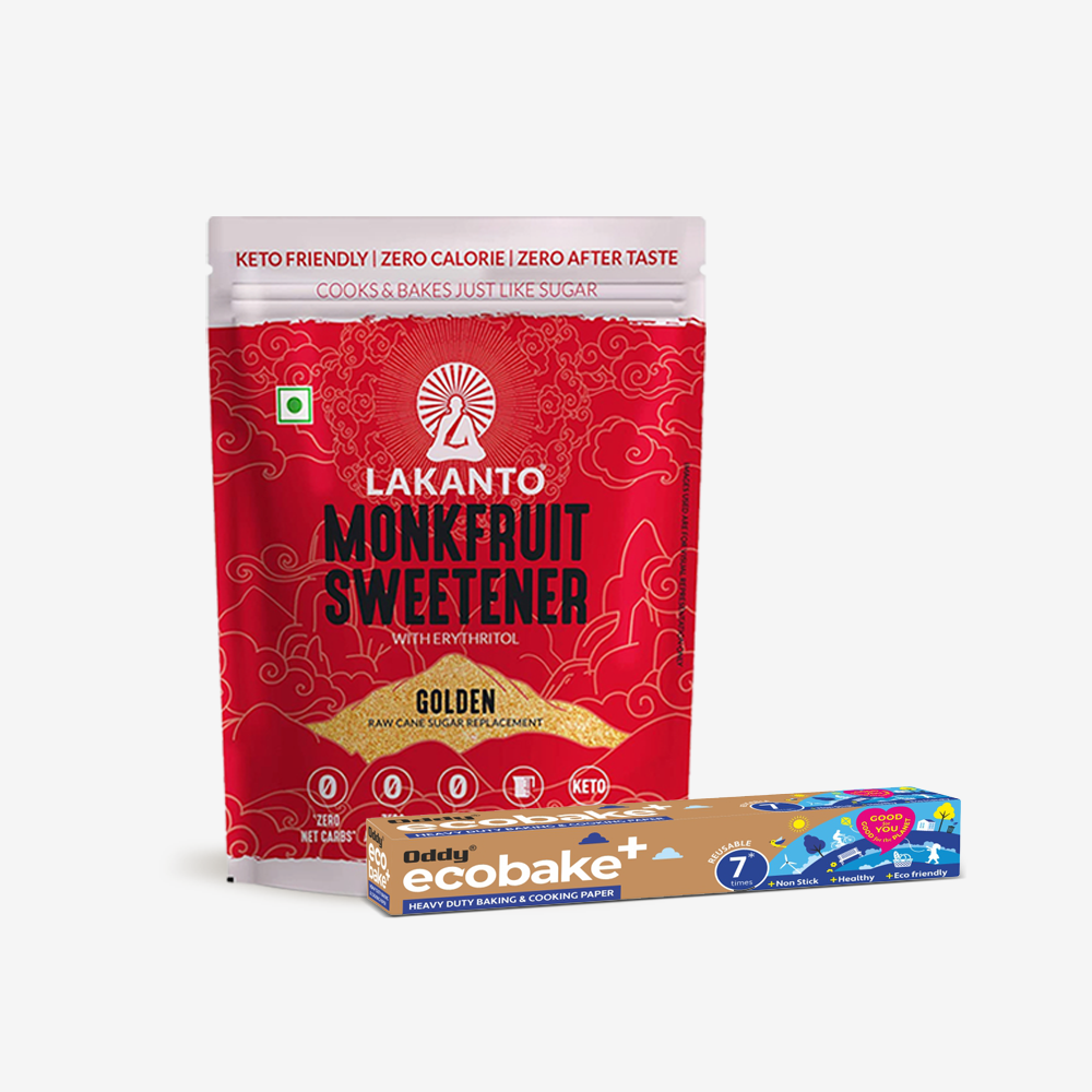 Lakanto Golden Monk Fruit Sweetener 200 gm + Oddy Ecobake+ Heavy Duty Coated Cooking  Paper 10" (20 M) 1X35 PC